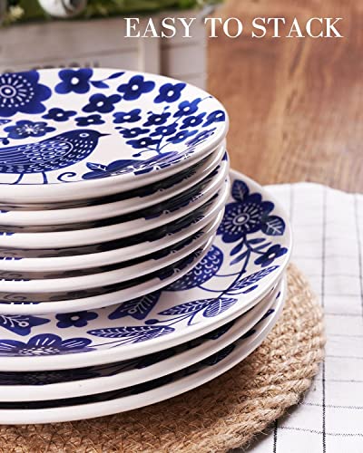 Sonemone 6 Inch Dessert Plates Set Of 6, Blue Bird Appetizer Plates Set, Small Ceramic Plates For Cake, Pie, Snacks, Ice Cream, Microwave & Dishwasher Safe #TOP2