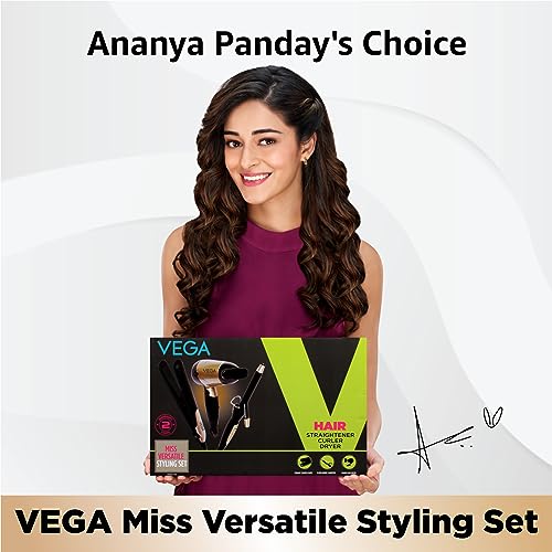 VEGA Miss Versatile Styling Set Straightener, Curler & Dryer Gift Combo (VHSS-03)Black - Image 3