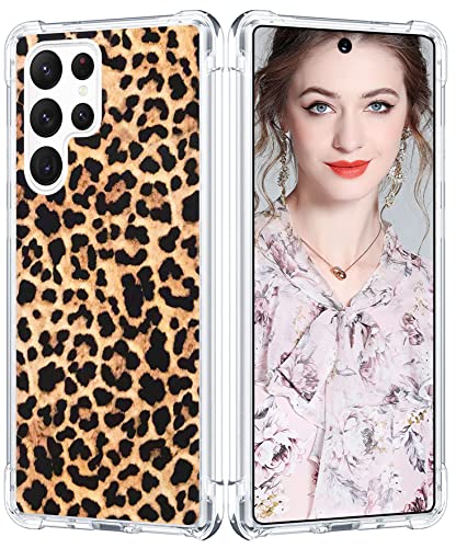 S22 Ultra Case Leopard Cheetah Design/IWONE Cute Rubber Durable Protective Girls Women Phone Cover Shockproof Compatible with Samsung Galaxy S22 Ultra 5g 6.8 Inch Leopard Cheetah Pattern Print Theme