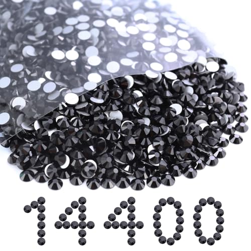 Image of Flatback Rhinestones Bulk, 14400PCS Black Rhinestones for Clothes DIY Decoration Crafts, Black, SS16, 3.8-4.0mm