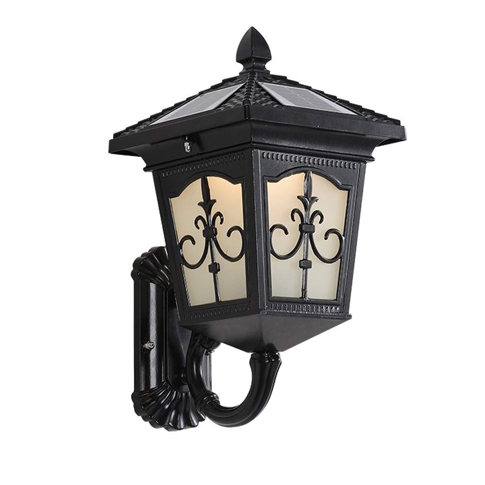 Wall Sconce Lighting Traditional Outdoor LED Solar Wall Light, Classical Victoria Garden Landscape Light - Outside Wall Lamps for Villa Park Courtyard Corridor, 1800MAH, Warm/White(Black-Large)
