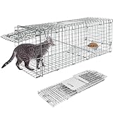 Eastbury 捕獲器 踏み板式 トラップ 動物用 66×26×23cm 猫保護器 野良猫 迷子猫 保護カゴ 小動物 捕獲カゴ 害獣駆除 農業作物保護 組み立て簡単 設置 ねこ 猫 イタチ ケージ 安全 保護かご 野良猫 折り畳み 捕獲器 畑 庭 家庭菜園 農業作物保護 (シルバー)