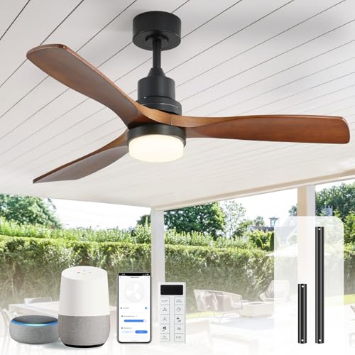 Sofucor 52 Inch Smart Wood Ceiling Fan