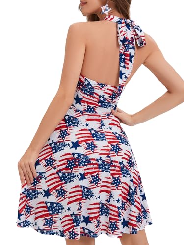 Image of Women's Summer Sundress- 2025 Sexy Halter Sleeveless Spring Boho Elastic Waist Ruffle Mini Dress