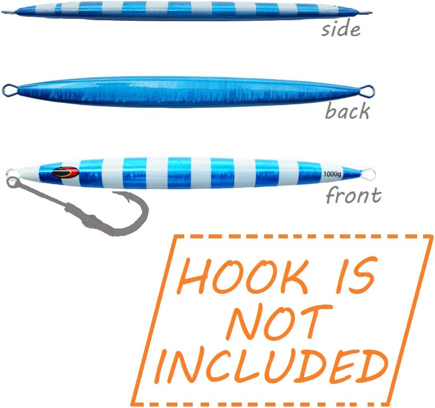 kkekos Fishing Saltwater Jig Fast Jigging Heavy Jig Speed Jigging Lures Vertical Jigging Artificial Lures for Bluefin Tuna 500g to 1000g