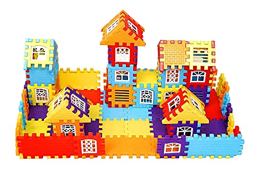 Image of AEXONIZ TOYS Plastic House Building Blocks - 72Pcs, Multicolor Bulk Plastic Educational Making Sweet Home Smart City Building Block for Indoor, Outdoor for Kids