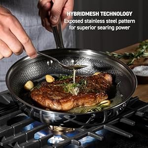 T-fal HybridMesh Tri-Ply Stainless Steel 3 Piece Cookware Set, 8, 10.25, and 12 Inch, Induction Oven Safe 500F, Metal Utensil Safe, Platinum Non Stick, Pots and Pans Set, Dishwasher Safe, Silver/Black T fal HybridMesh Tri Ply Stainless Steel 3 Piece Cookware Set 8 1025 and 12 Inch Induction Oven Safe 500F Metal Utensil Safe Platinum Non Stick Pots and Pans Set Dishwasher Safe SilverBlack