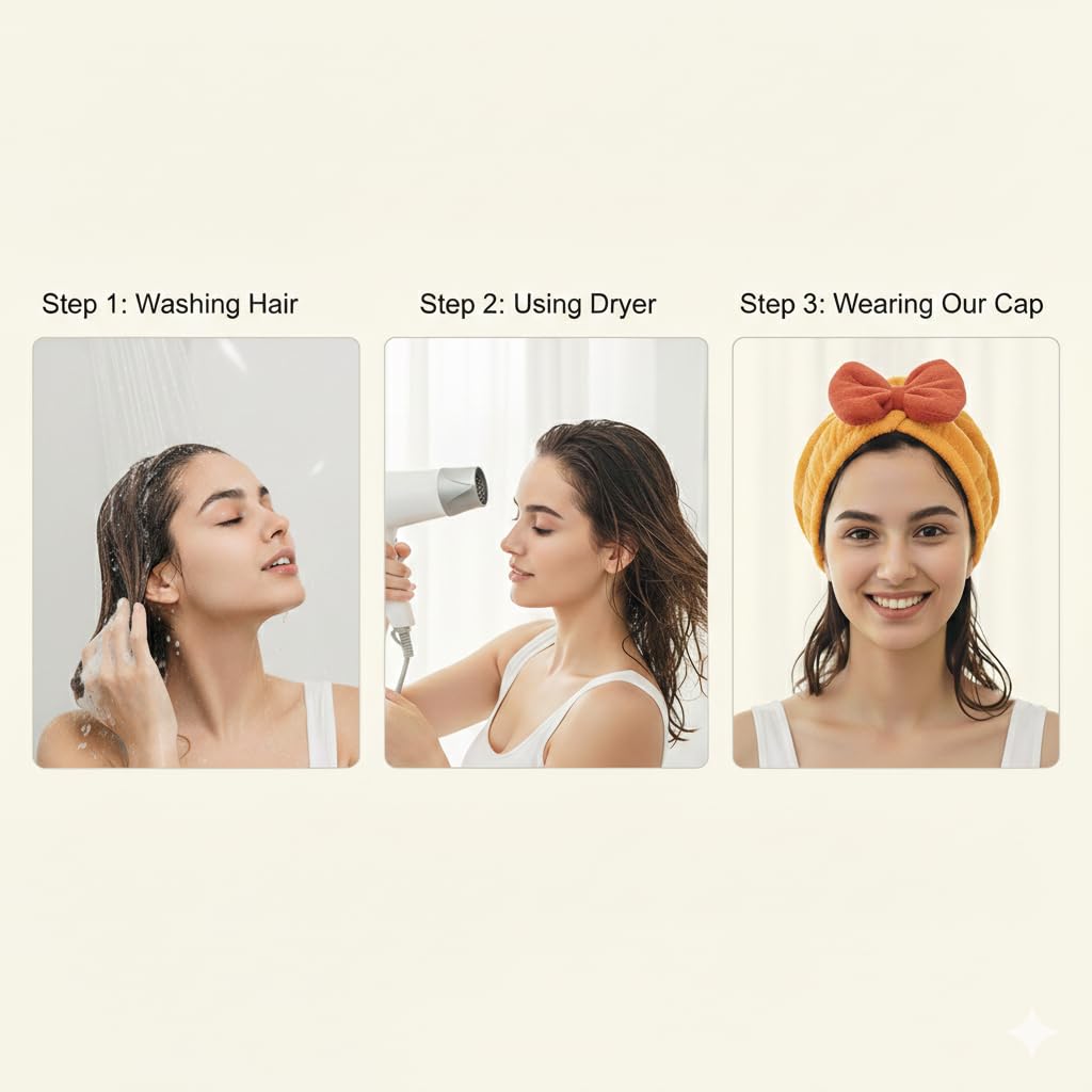 BV Lifestyle Super Absorbent Microfiber Hair Dry Cap for Women & Girls | Quick Dry Hair Towel Wrap | Anti-Frizz Hair Drying Towel Cap (Light Pink) 1