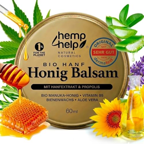 Manuka-Honig-Hanf-Salbe für Neurodermitis & Ekzeme, Schuppen - Propolis, Bienenwachs, Aloe Vera- Dermatologisch Empfohlen, Heilt Trockene, Rissige Haut