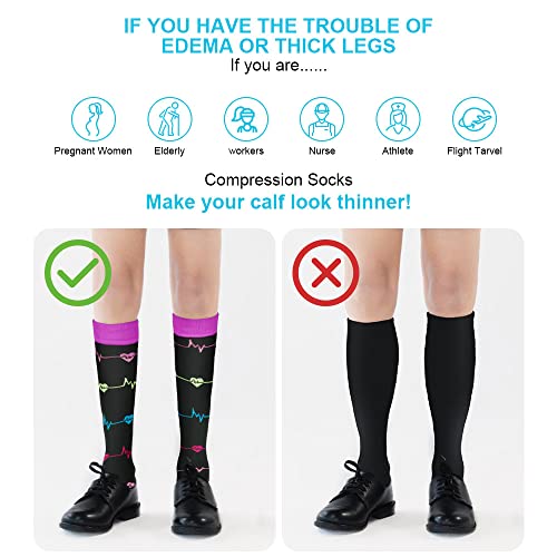 ACWOO Kompressionsstrümpfe Bunt für Damen Herren, 3 Paar Stützstrümpfe Medizinisch Kompressionssocken mit 15-20 Mmhg Bunt Thrombosestrümpfe, Compression Socks für Laufen, Sport, Flug, Radsport