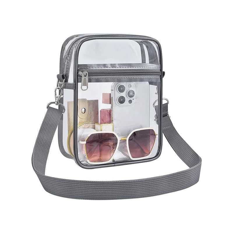 Bolsa transversal transparente, bolsa transparente aprovada para estádio com bolso frontal para shows e festivais esportivos, Estilo 3, Large