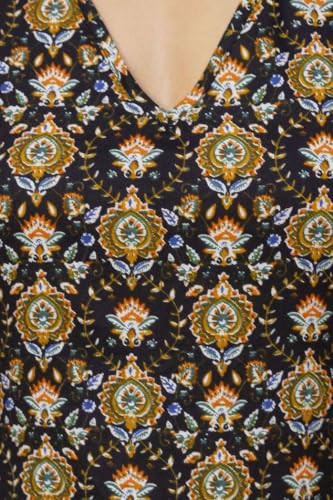 Image of Women's Printed Halter Neck Kurti Top | Sleeveless V-Neck Short Tunic with Back Tie-Up | Casual Ethnic & Summer Wear