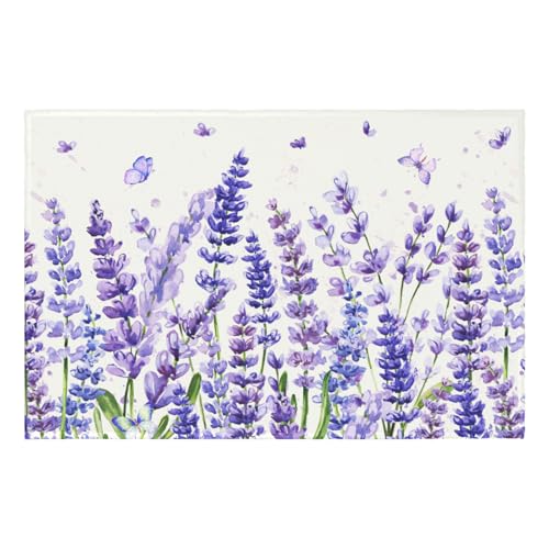 Tapete floral lavanda 60x89 cm antideslizante y lavable