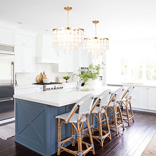 ALICE HOUSE 18.2" White Shell Chandeliers, Brushed Brass Finish, Coastal Kitchen Island Light Fixture, 4 Light Modern Pendant Light for Dining Room, Entryway and Bedroom, ETL Listed, AL2608-P4 - Image 4