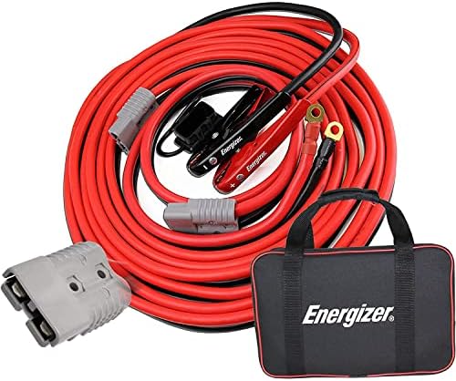 Energizer Jumper Cables, 30 feet, 1 Gauge, 800A, Booster Battery Cables with Permanent Installation kit and Quick Connect Plug for SUV and Trucks with up to 8-Liter Gasoline and 6-Liter Diesel Engines
