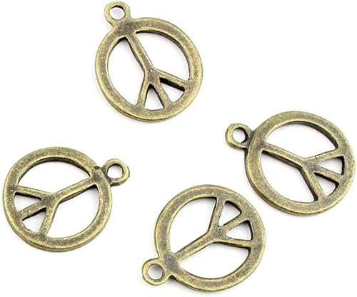 10 piezas de joyería de fabricación de hallazgos de bronce antiguo fl1783 símbolo de paz artesanía lotes suministros de reparación