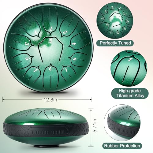Image of Alloy Steel Tongue Drum 11 Note 6 Inches C-Key Tank Drum Handpan Drum Panda Balmy Drum Percussion Instrument for Meditation Entertainment Musical Education Concert Mind Healing Yoga