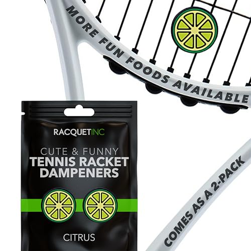 Racquet Inc. - Tennis Racket Vibration Dampeners - Shock Absorbing Reduces String Vibration for Better Control & Comfort - Universal Fit for All Racquets - 2 Pack (Citrus)
