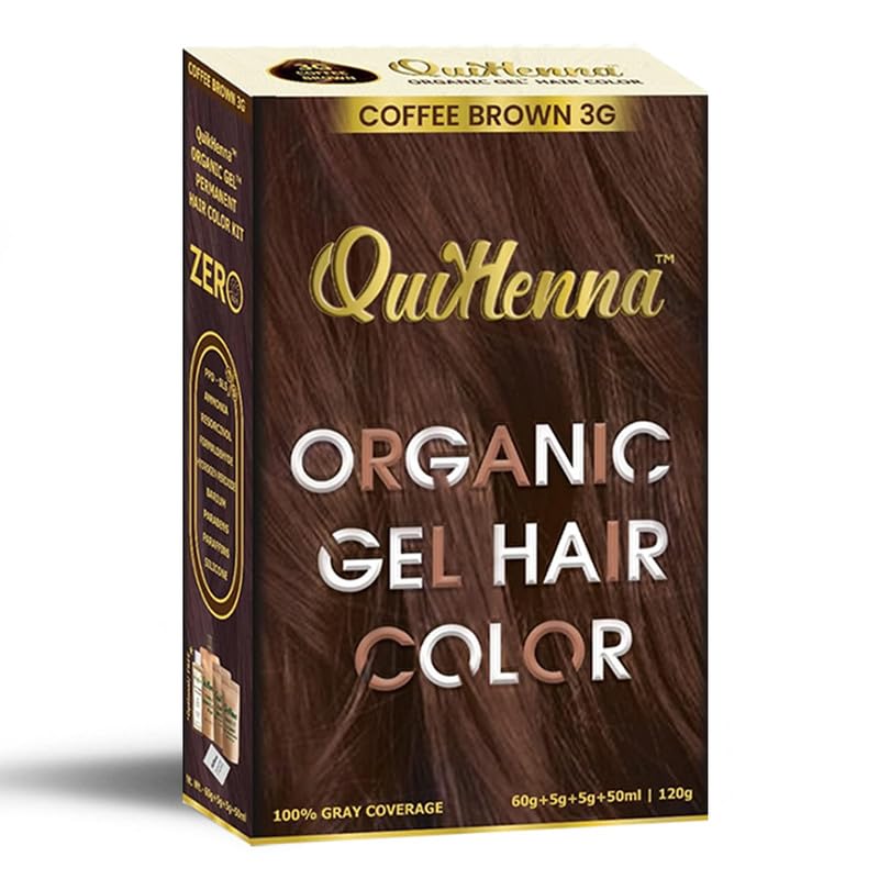 Organic Hair Colour Gel 3G Coffee Brown - PPD & Ammonia Free Permanent Natural Hair Color, 100% Grey Coverage, Long Lasting Gel Colour for Men & Women, 120gm