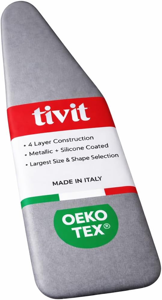 EuroPro Asymmetric Ironing Board Padded Cover Only - 3 Layer Padded Ironing Board Cover Made for Euro-Pro Deluxe Board - AlumiTek Coated, Heat Reflective & Scorch Resistance - Gray