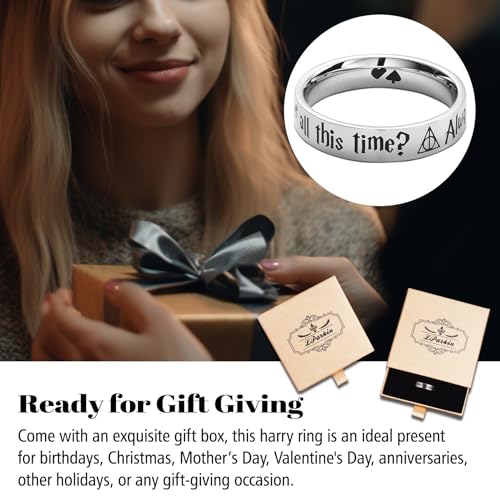 LParkin After All This Time Always Rings for Women Mens, 5mm Fidget Ring for Wizarding World Fans, Stainless Steel Horcruxes Rings Size 7 8 9 10 for Couples - Thumbnail 7
