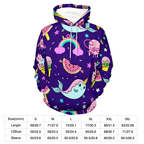 Sweatshirt impression 3D motif baleine licorne à manches longues en taille S
