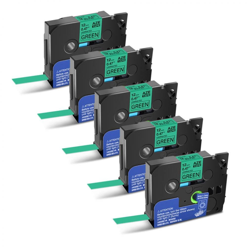 Nastro laminato compatibile con nastro for etichette PT H110 D600 710BT 12 mm 0,47 pollici nero su verde
