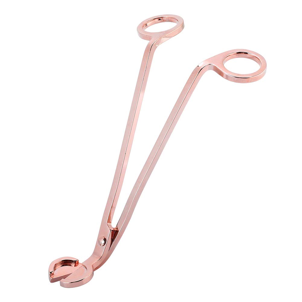 Candle Wick Trimmer, Wick Clipper Cutter Scissor Polished Stainless Steel Wick Clipper Cutter Reaches Deep Into Candles to Cut Spent Cord, Allow Cleaner Burn and Prevent Soot Buildup(Rose Gold)