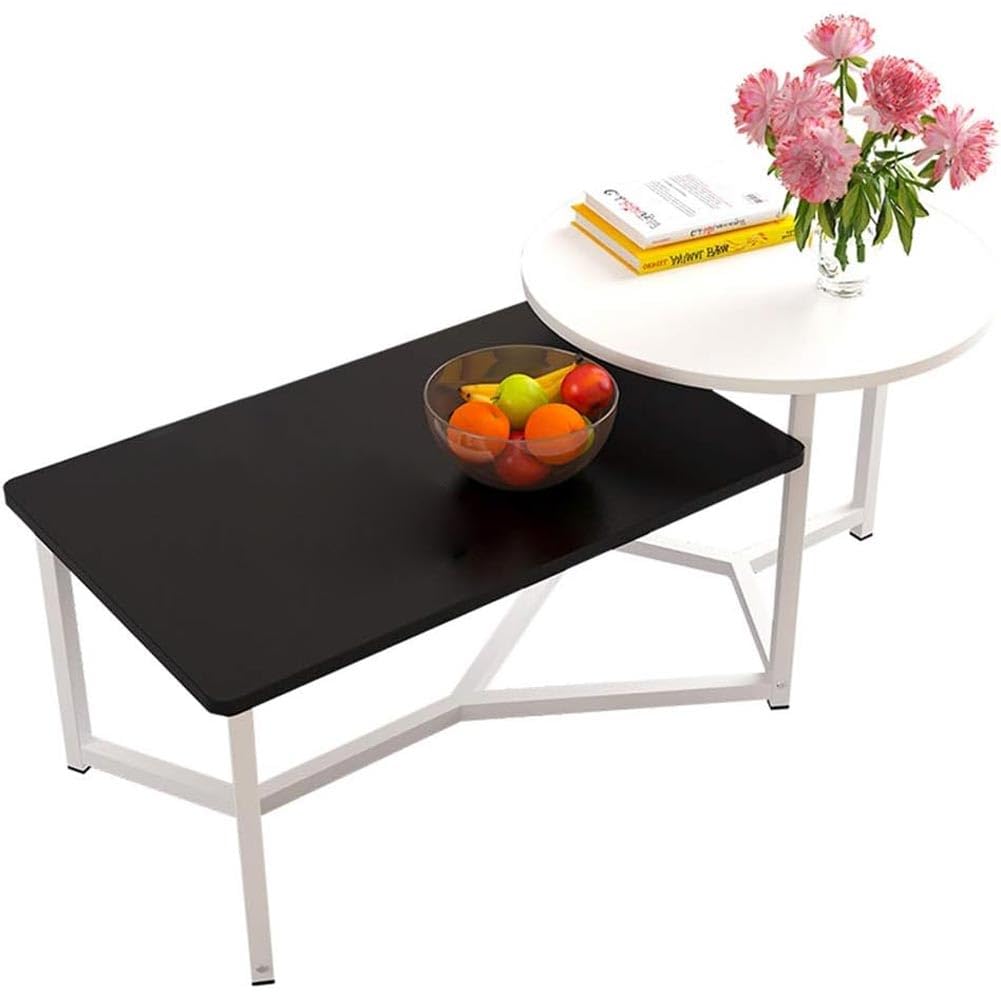 Shally Dogan Coffee Table for Dining Room with 2 Shelves, Luxury Design Table, Premium, Elegant, Round and Rectangular Top, Ideal for Living Room, Living Room and Office (White)