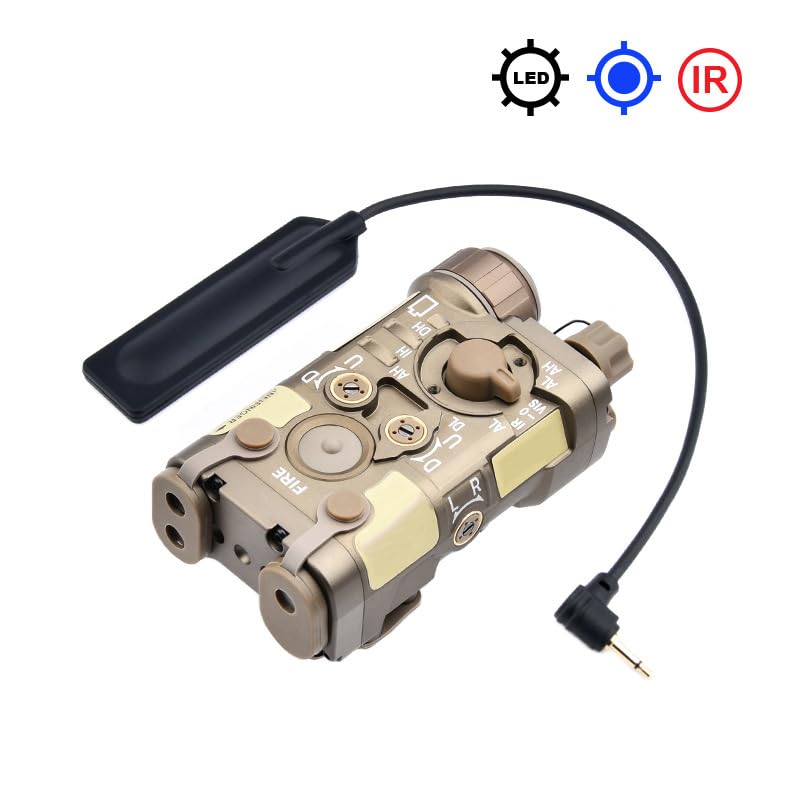 Metal L3-NL Box Aiming Laser Sights(with Blue Laser+IR Laser+Whitelight LED Flashlight), and Modular Wire Control Remote Pressure Switch Combo,Tan