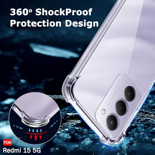 Image of TheGiftKart Crystal Clear Back Cover Case for Mi Redmi 15 5G | Shockproof Soft TPU Case | Cushioned Edges for Ultimate Protection Back Cover Case (TPU, Transparent)