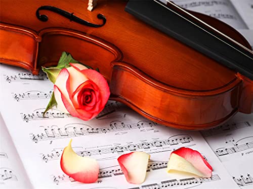 Puzzle 1000 Teile Violine Auf Noten Und Rote Rose Classic Puzzle Diy Kit Holzspielzeug Einzigartiges Geschenk Wohnkultur Cover