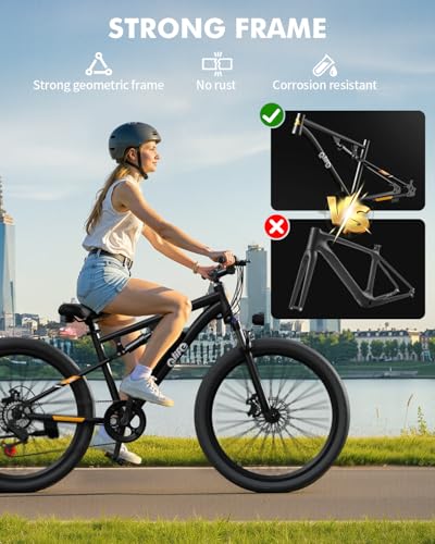 Image of Qlife Electric Bike for Adults /Teens Racer, 20+MPH 21-Speed Peak 1200W Brushless Motor Adult Electric Bicycles, 48V 10.4Ah Removable Battery Mountain Ebike, Up to 55 Miles, 27.5X2.1 Tire E Bike
