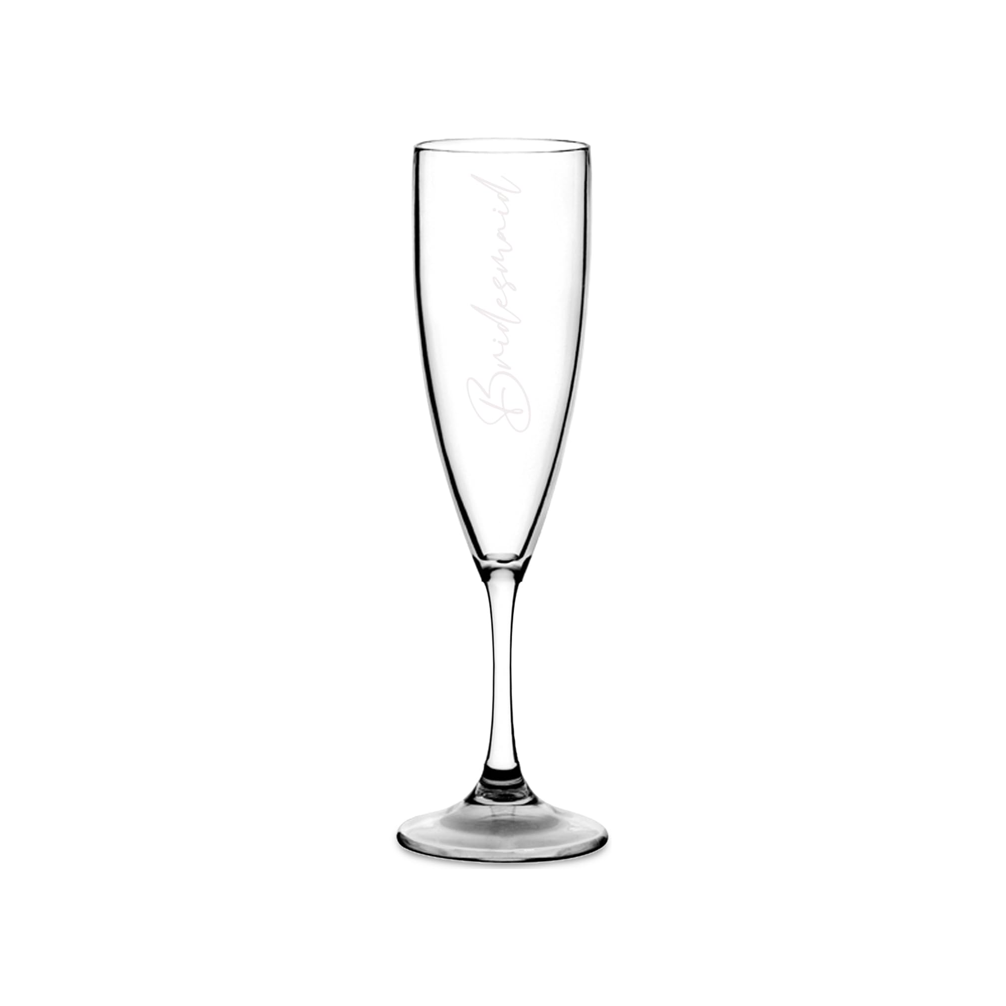 Print Maniacs Champagne Premium Clear Flute Glass Bride Groom Mr Mrs Wedding Maid Honour Wine Cocktail Prosecco Celebrations Gift (White, Bridesmaid)