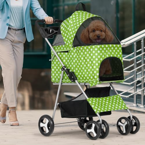 Image of Magshion 3-in-1 Foldable Pet Stroller for Small to Medium Dogs and Cats | Dog Travel Jogger with Detachable Carrier, Cup Holder & Storage Basket, For Small /Medium Dogs & Cats Up to 33 lbs