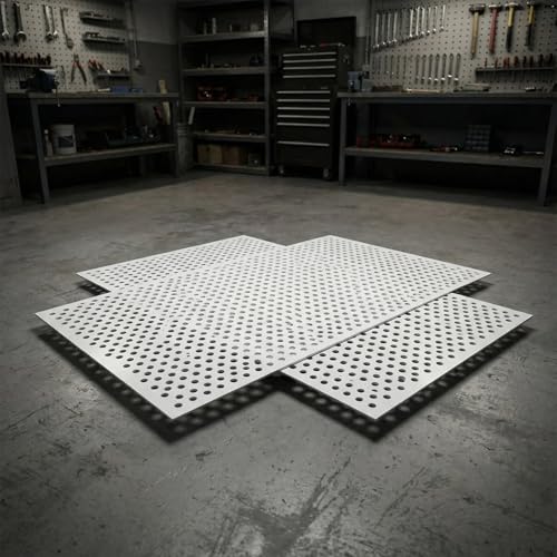 Image of DoubleFill 2 Pack 2' x 4' Plastic Perforated Tiles with 1 /2 inch Holes 24 inch x 48 inch White Drop Ceiling Tiles Plastic Ceiling Grid Covers