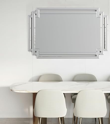 Miniatura 5 de Foeksgor Espejos grandes para decoración del hogar, 24 x 33 pulgadas, moderno espejo rectangular plateado para montar en la pared, para el hogar,
