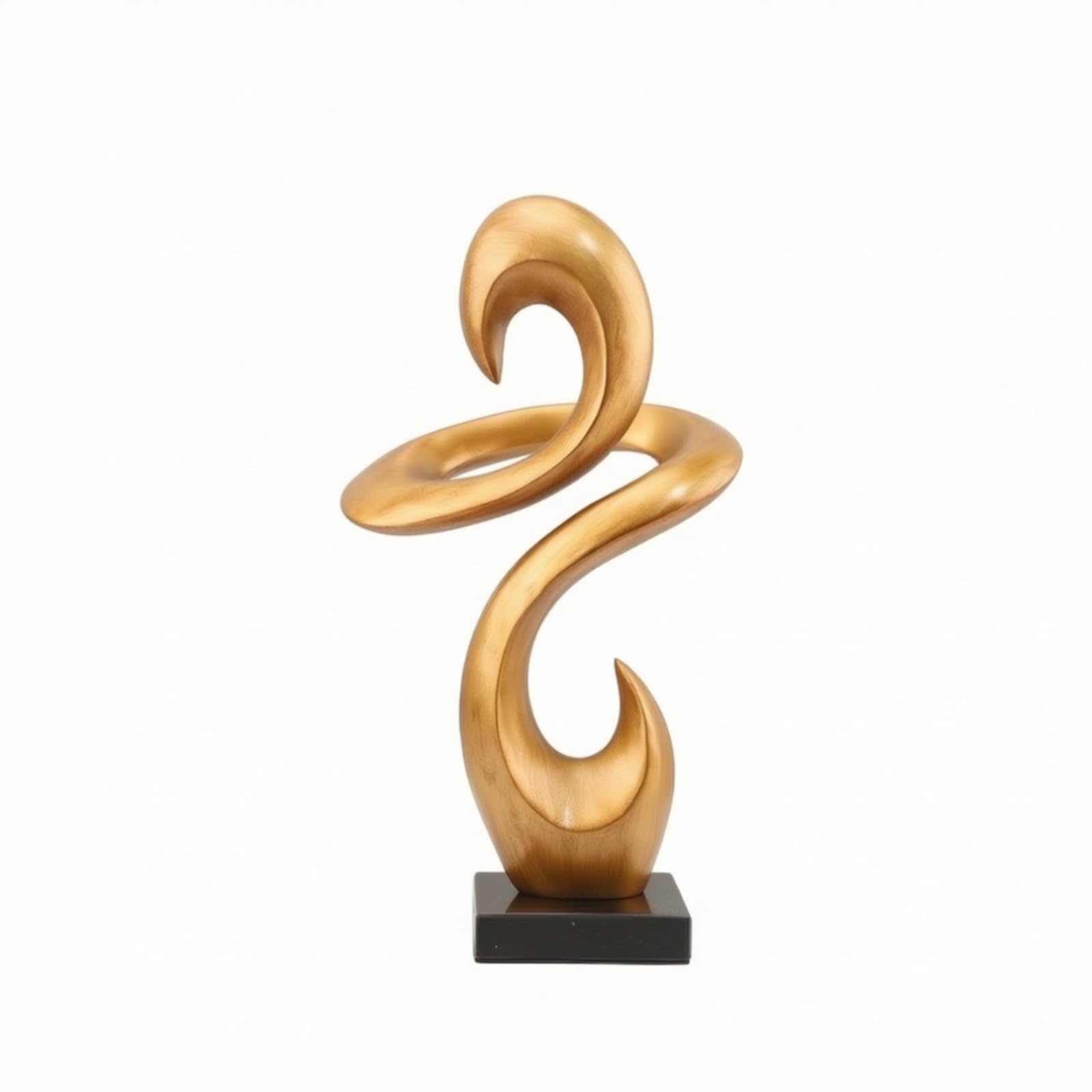 Colcolo Scultura D Resina Ornamento Astratto Moderno Doppia Curva Statuetta da Tavolo con Base Quadrata Stabile Superficie Curva Liscia Rivestimento Dorato Adatta per Soggiorno Libreria Ufficio