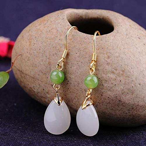 Boucles d'oreilles néphrite style ethnique goutte d'eau chic pour femme - 5