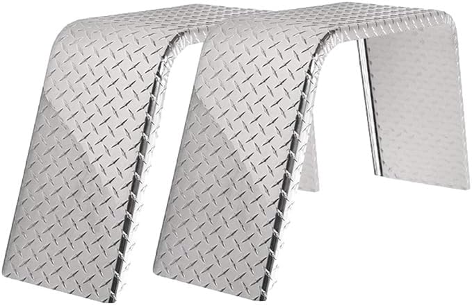 2 Pack Diamond Plate Aluminum Flat Top Fenders - 32"L x 10"W x 15"H | Sturdy .056 Aluminum Kit for Ultimate Trailer Protection