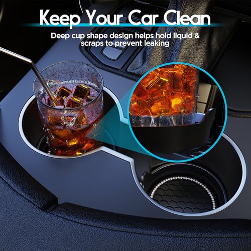 Image of 2-Pack Car Cup Holder Coaster Bling Crystal Rhinestone Car Interior | Universal Fit Most Car SUV Truck, Non-Slip Silicone, Spill-Proof Deep Cup Shape, Heat Resistant, Sparkly Decor, Black