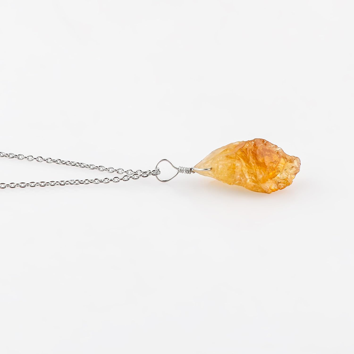 CRYSTALIS Natural Raw Citrine Pendant Necklace, High Grade Rough Crystal, Chakra Healing Stone, Gift Giving Women Jewelry, Dainty Necklace, Silver Plated Brass Chain 18 inch - Image 2