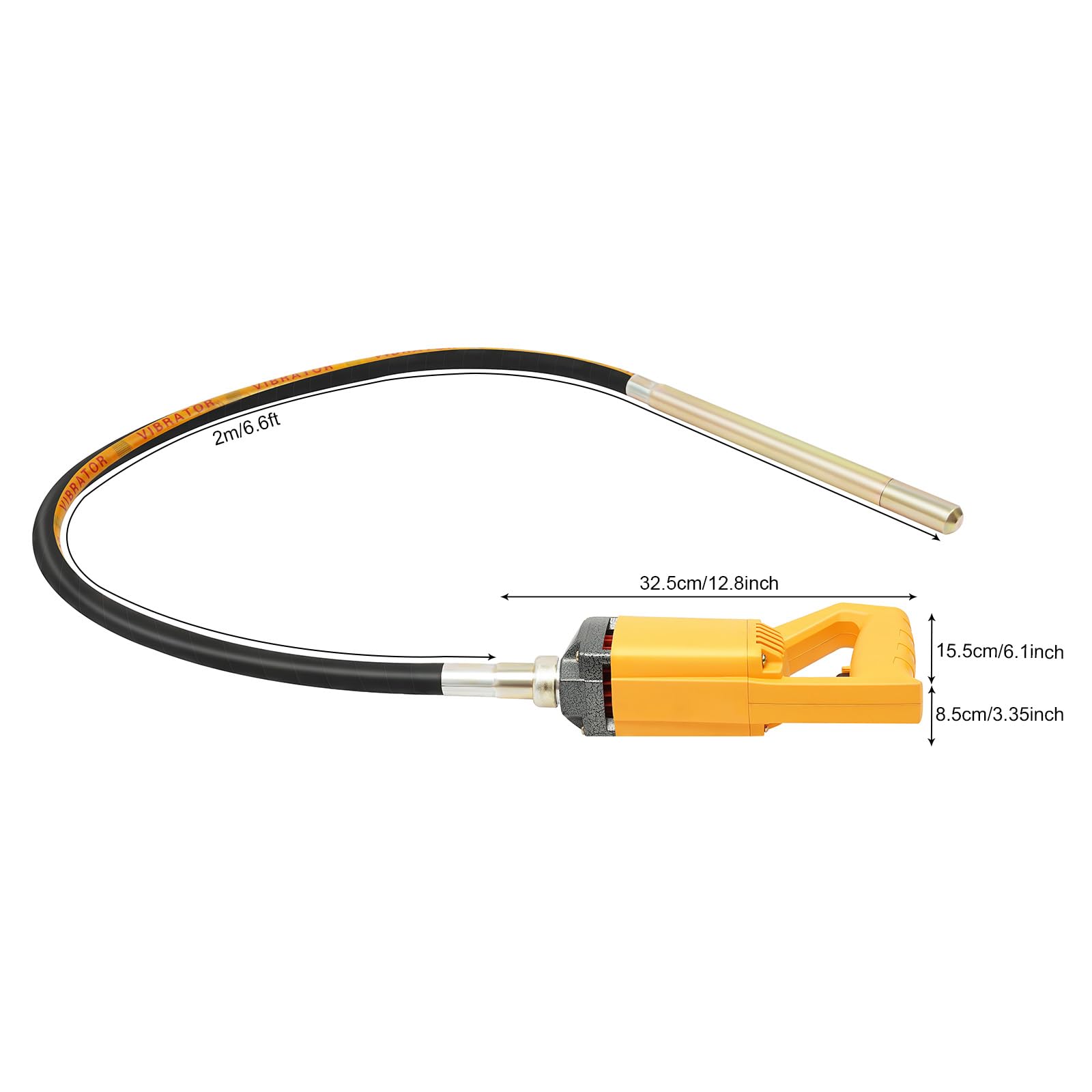 vibratore elettrico per calcestruzzo, 1300 W, 4300 giri/min, vibratore per bottiglie con asta vibrante da 2 m, compressore per calcestruzzo efficiente per fondazioni in calcestruzzo e lavori di