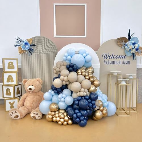 Image of KBZVNAF Blue Latex Party Balloons 50 Pack 12 inch | Light Blue Helium Matte Balloons for Birthday Wedding Baby Shower Gender Reveal Party Decorations