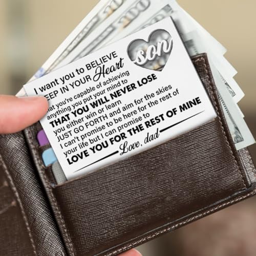 Son Gifts From Dad, Son Engraved Wallet Insert Card, Inspirational Gift for Son From Dad, Gift for Son Birthday Graduation Christmas3