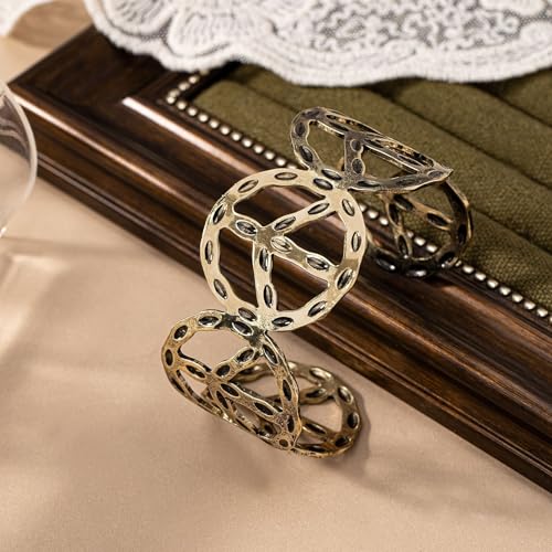 Chunky Gold Cuff Bracelets Wide Cuff Bangle Bracelet Flower Butterfly Leaf Peace Sign Star Open Chunky Cuff Bracelet Wrist Cuff Wrap Bracelet for Women Girls4