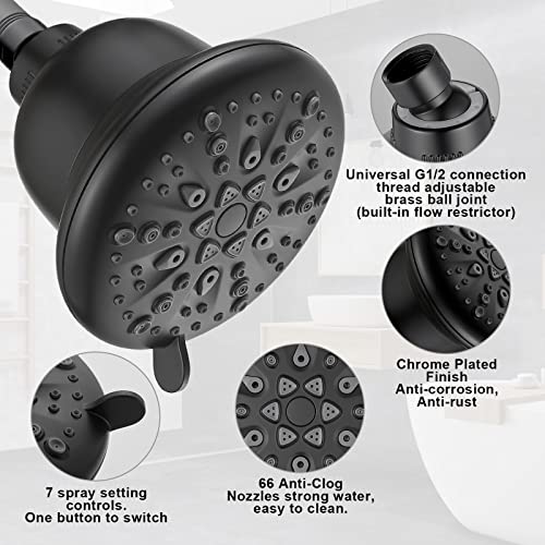 Cobbe High Pressure 7-Mode Filtered Shower Head - Luxury Modern Black Look - Shower Head With Filters, 16 Stage Shower Head Filter For Hard Water For Remove Chlorine And Harmful Substances #TOP5