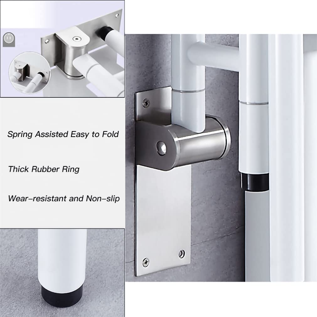 Barra de Apoyo de Seguridad Ajustable de Acero Inoxidable para Personas Mayores y discapacitadas - Barras de Pared para baño Adaptado con reposabrazos Plegable