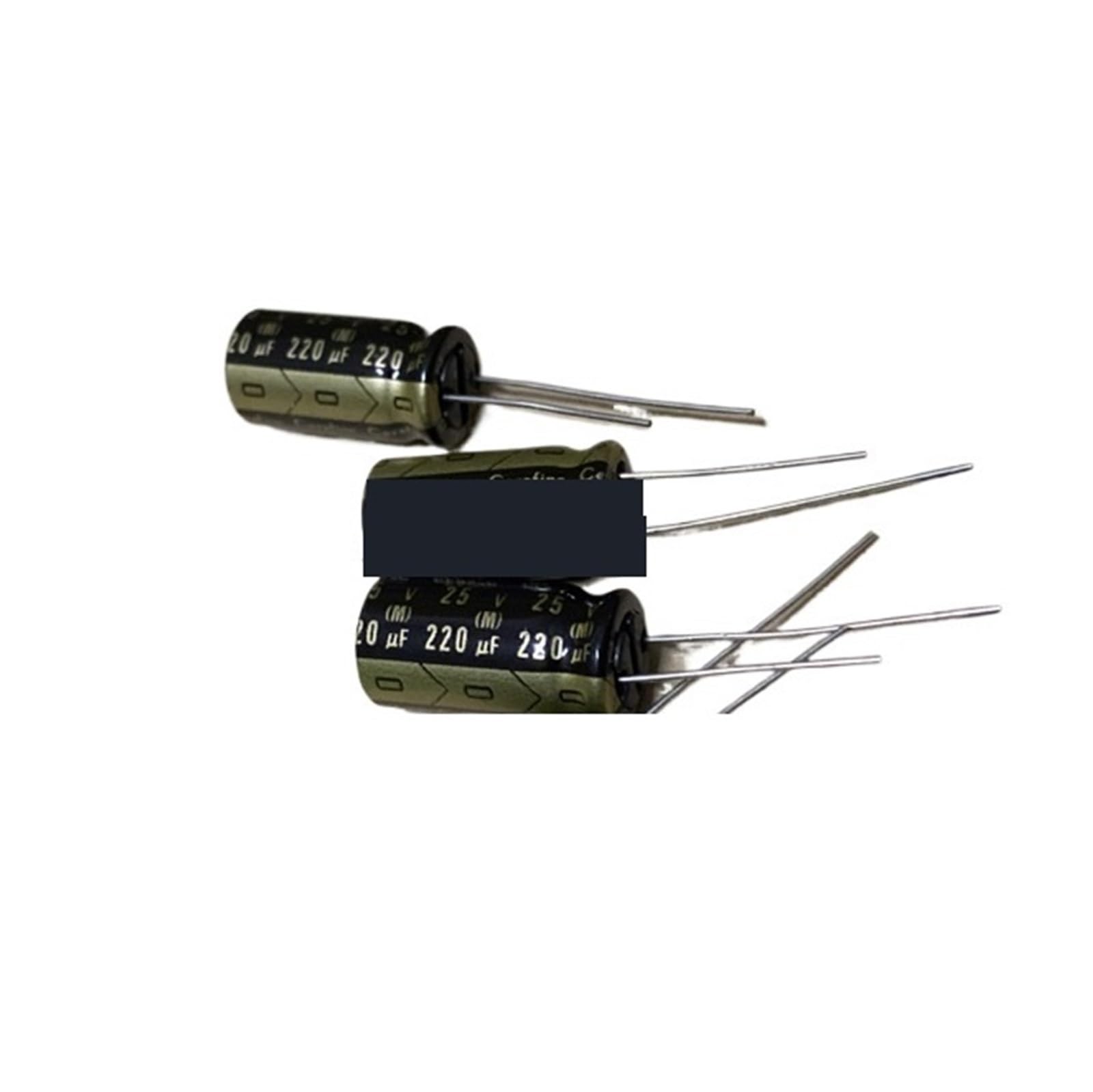 Condensateur électrolytique 25v 220uF avec broches en cuivre pour circuit imprimé x20