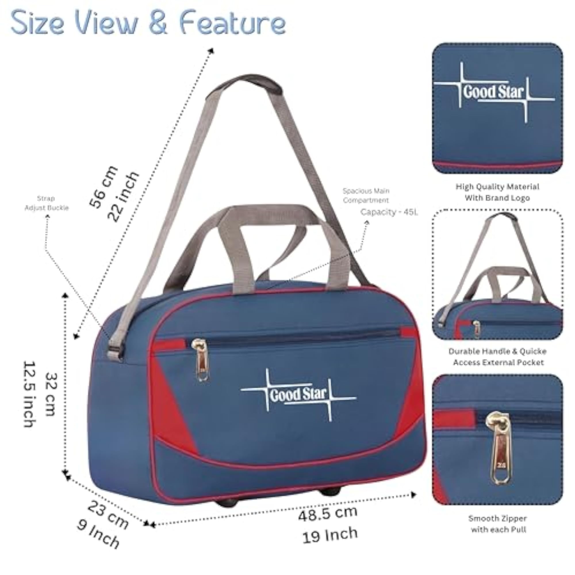 Unisex Large Waterproof Polyester Travel Duffle Bag with Shoulder Strap